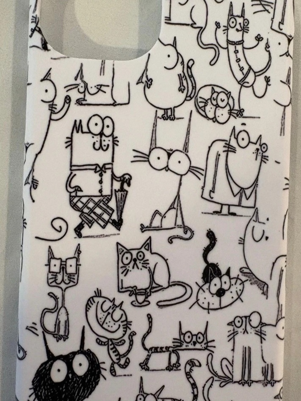 White & Black Cat Print Phone Case